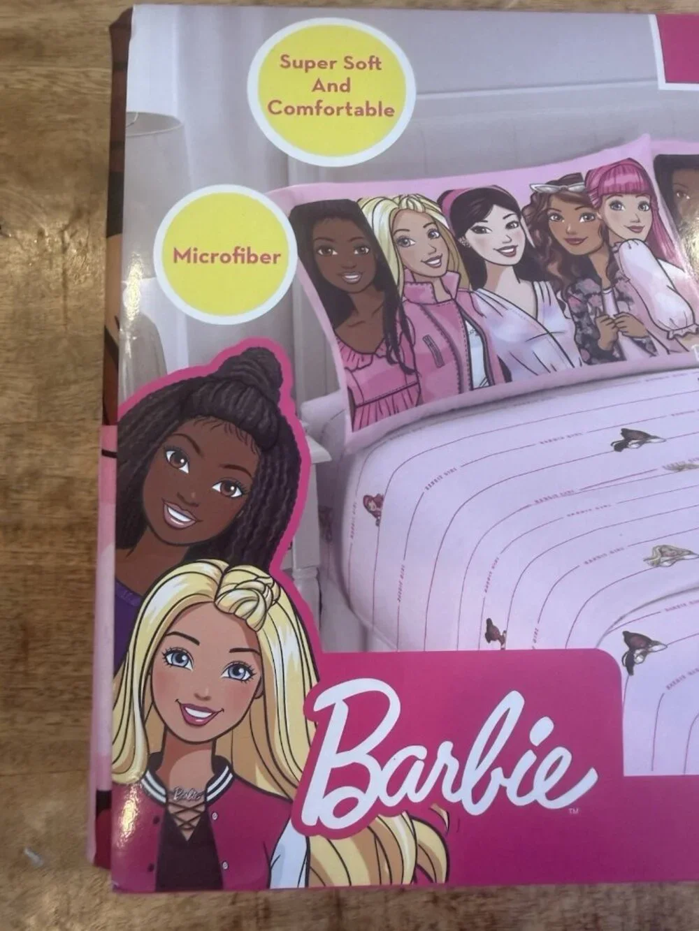 Barbie Full Sheet Set Kids Pink Microfiber Super Soft Bedding Characters Girls